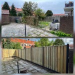 Grenen hout-beton schutting standaard
