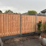 Douglas hout-beton schutting grijs stampbeton