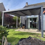 Losstaande alu veranda antraciet met zonnedoekjes
